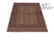 5' x 7' Brown Wool & Silk Jaldar Bokhara Rug