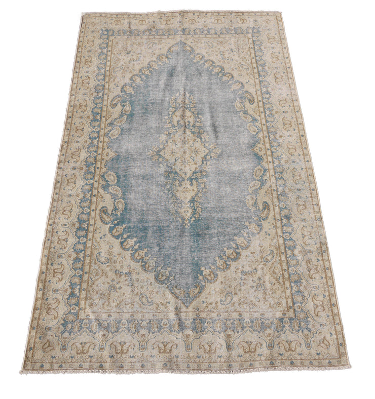 5' x 8' Vintage Persian Rug Faded Blue Low pile