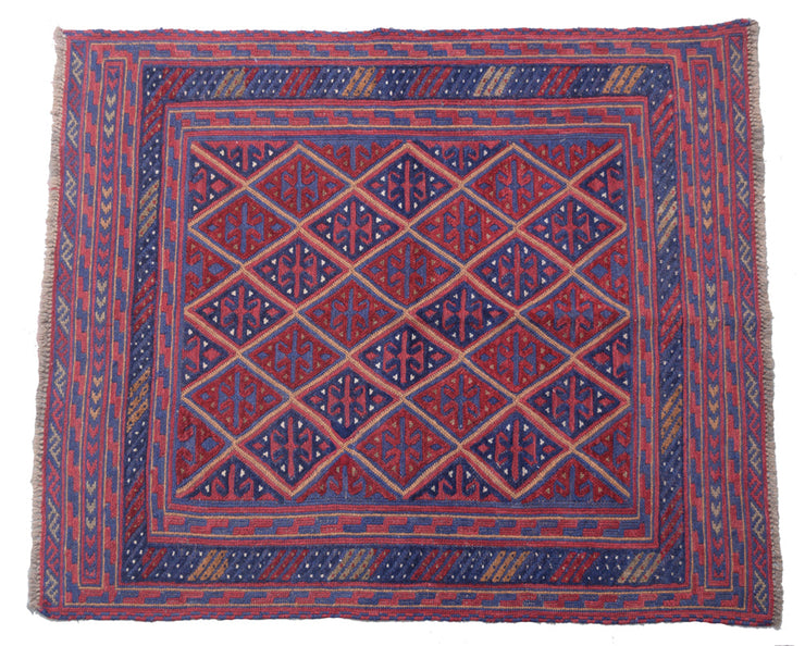 4' x 4' Red Mashwani Baluch Tribal Rug