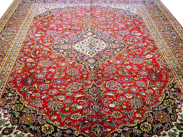 10' x 13' Red Persian Kashan Rug