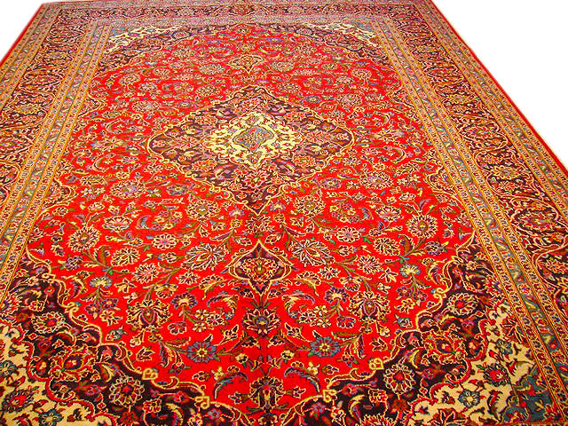 10' x 13' Red Persian Kashan Rug