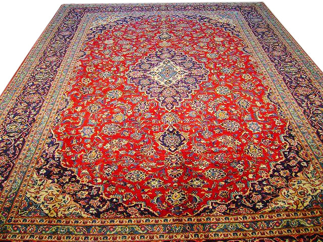 10' x 14' Red Persian Kashan Rug