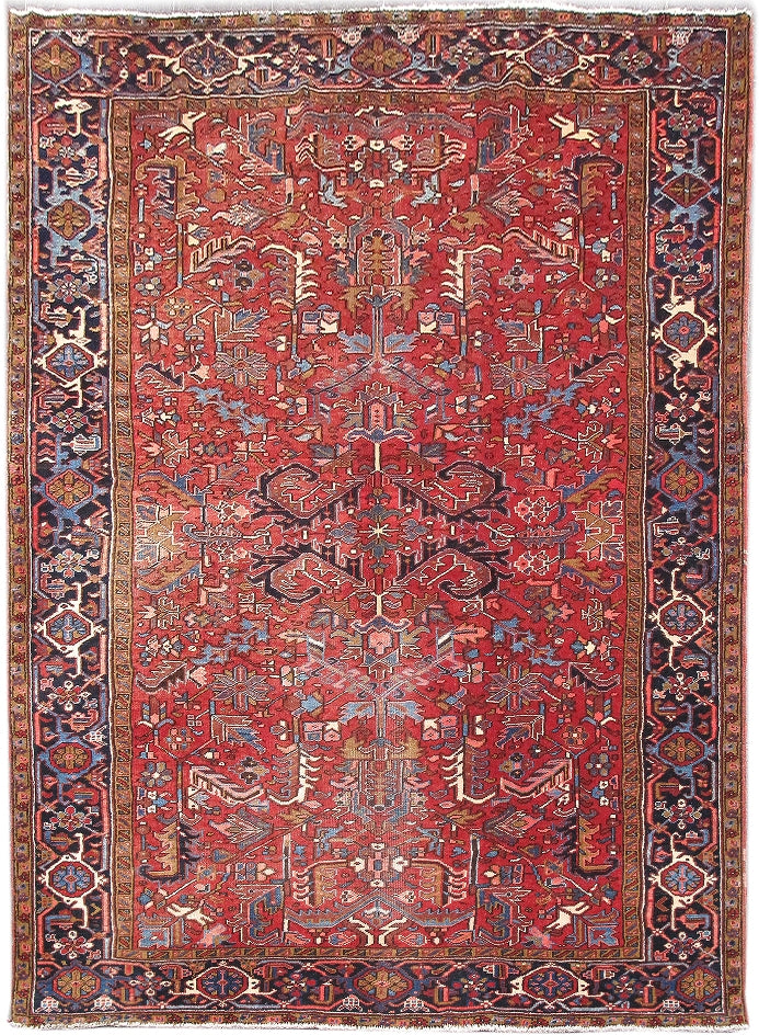 8' x 11' Red Persian Heriz Rug