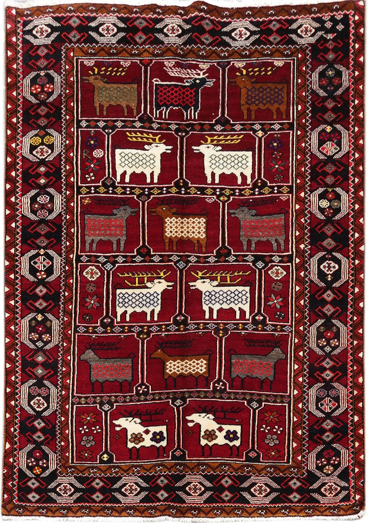 5' x 7' Maroon Persian Hamadan Rug