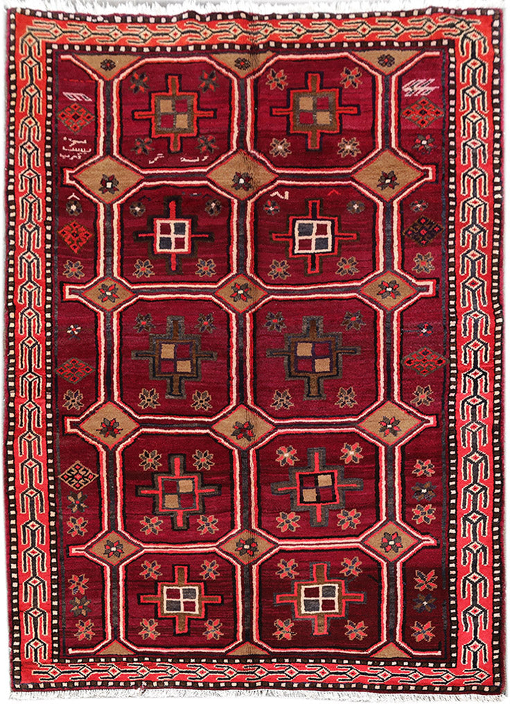 5' x 7' Red Persian Hamadan Rug