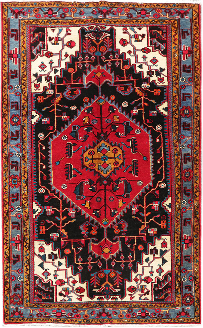 5' x 7' Red Persian Hamadan Rug