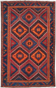 4' x 7' Orange Persian Hamadan Rug