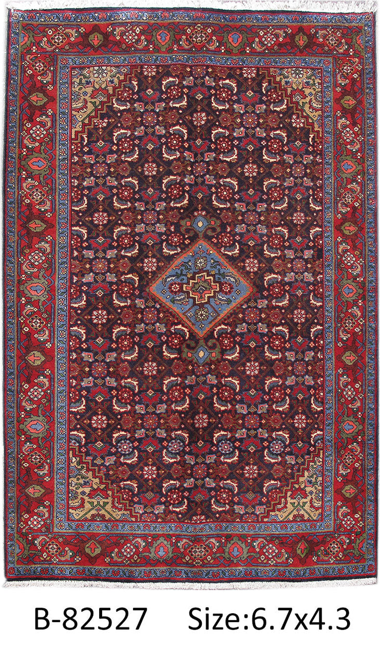 4' x 7' Red Persian Hamadan Rug