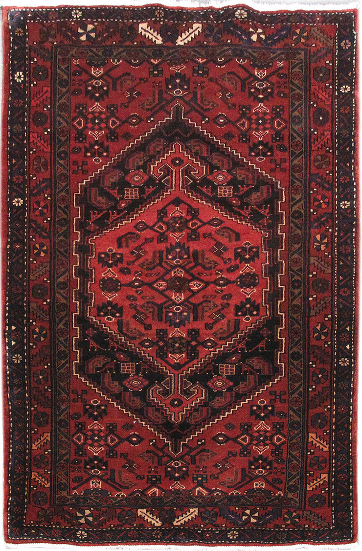 5' x 7' Dark Maroon Persian Hamadan Rug