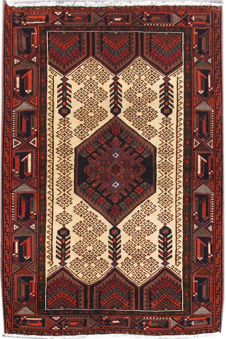 4' x 7' Dark Red  Persian Hamadan Rug