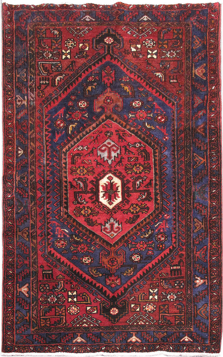 4' x 7' Maroon Persian Hamadan Rug