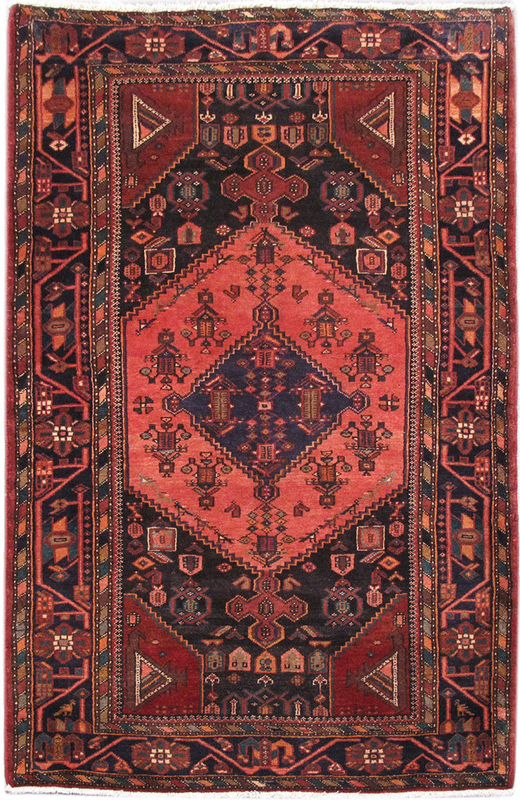 4' x 7' Red Persian Hamadan Rug