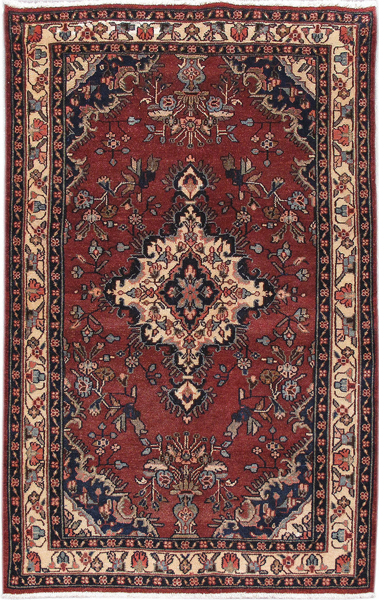 4' x 7' Maroon Persian Hamadan Rug