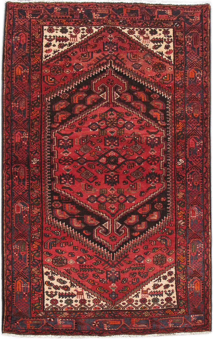 4' x 7' Red Persian Hamadan Rug