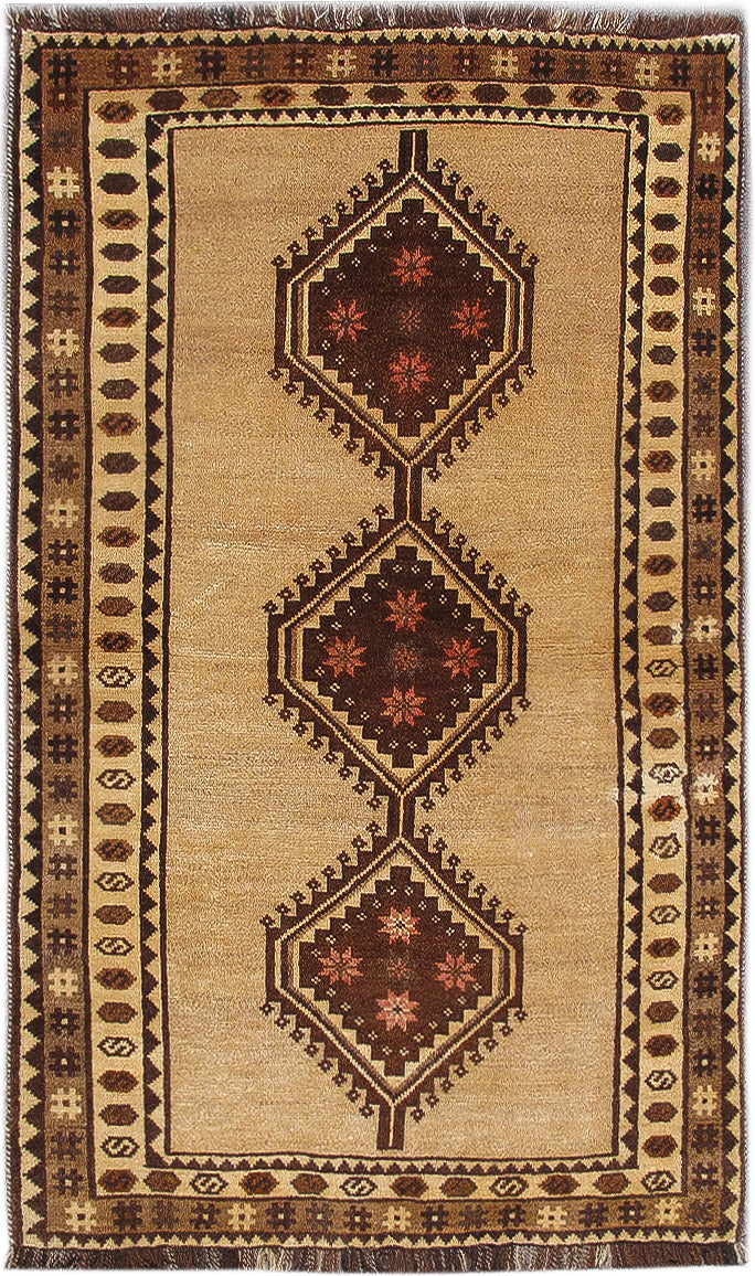 4' x 6' Brown Persian Hamadan Rug