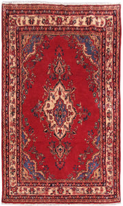 4' x 7' Red Persian Hamadan Rug