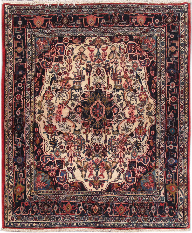 5' x 6' Dark Maroon Persian Hamadan Rug