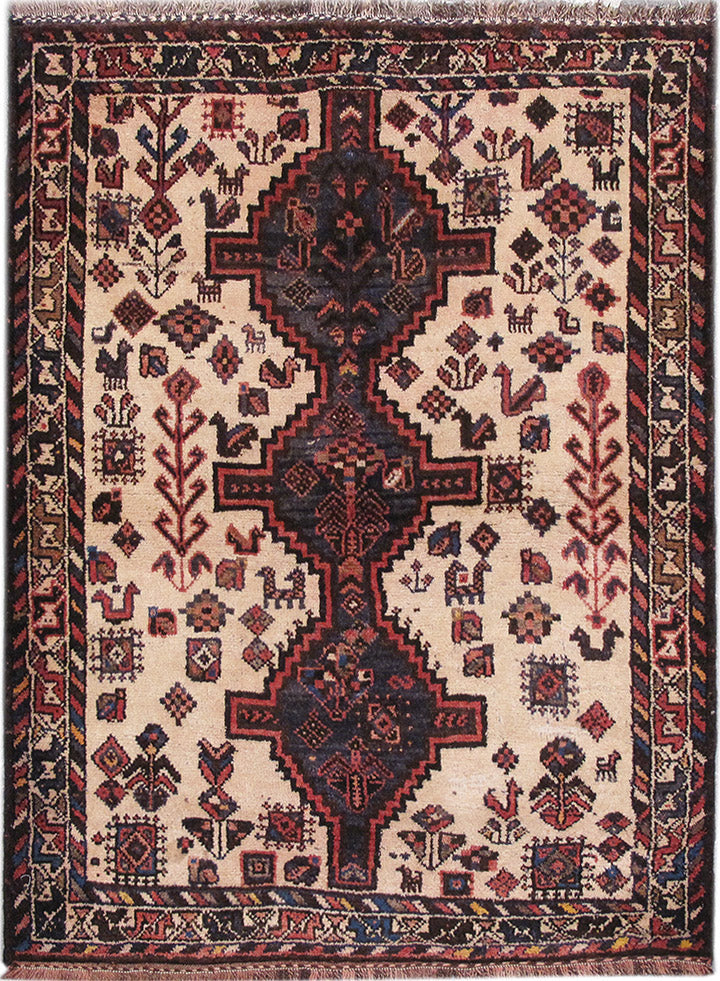 4' x 5' Light Brown Persian Hamadan Rug