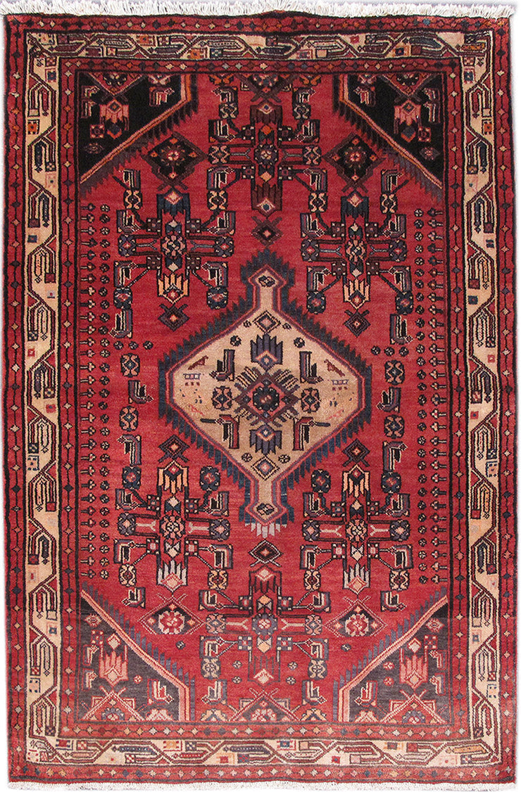 4' x 7' Red Persian Hamadan Rug