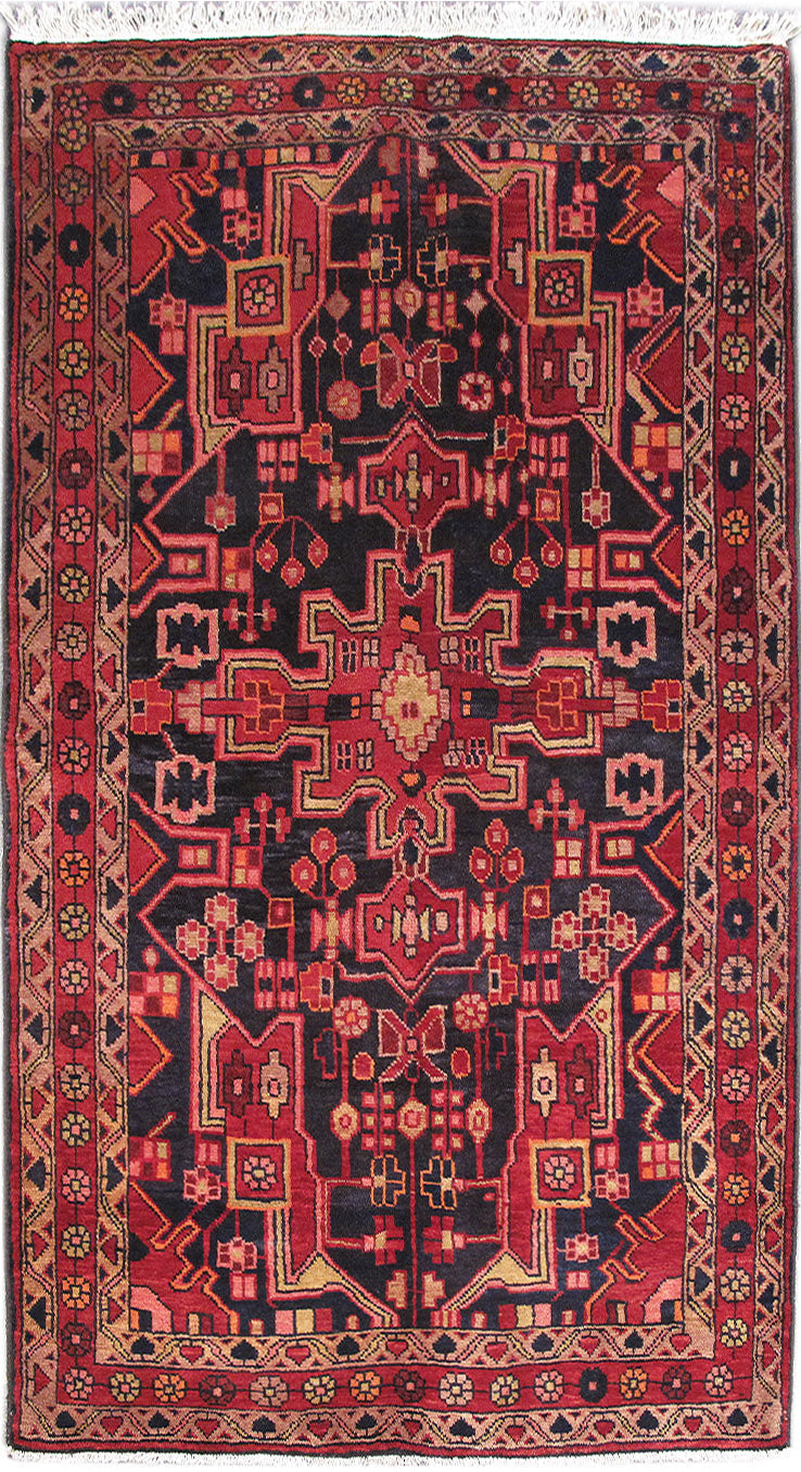 4' x 7' Maroon Persian Hamadan Rug