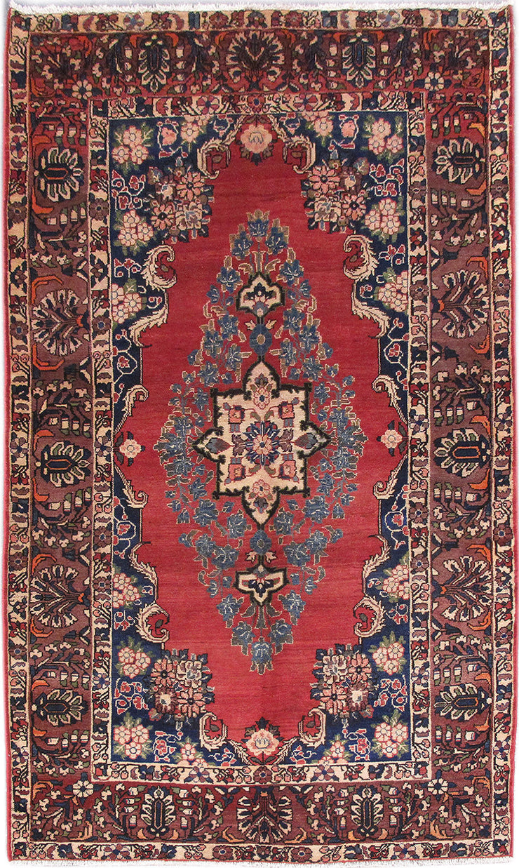 5' x 9' Red Persian Zanjan Rug