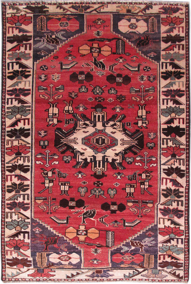 5' x 8' Red Persian Hamadan Rug