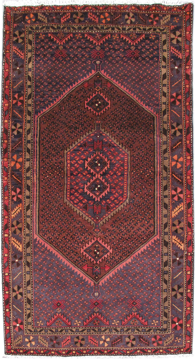 4' x 8' Dark Maroon Persian Hamadan Rug