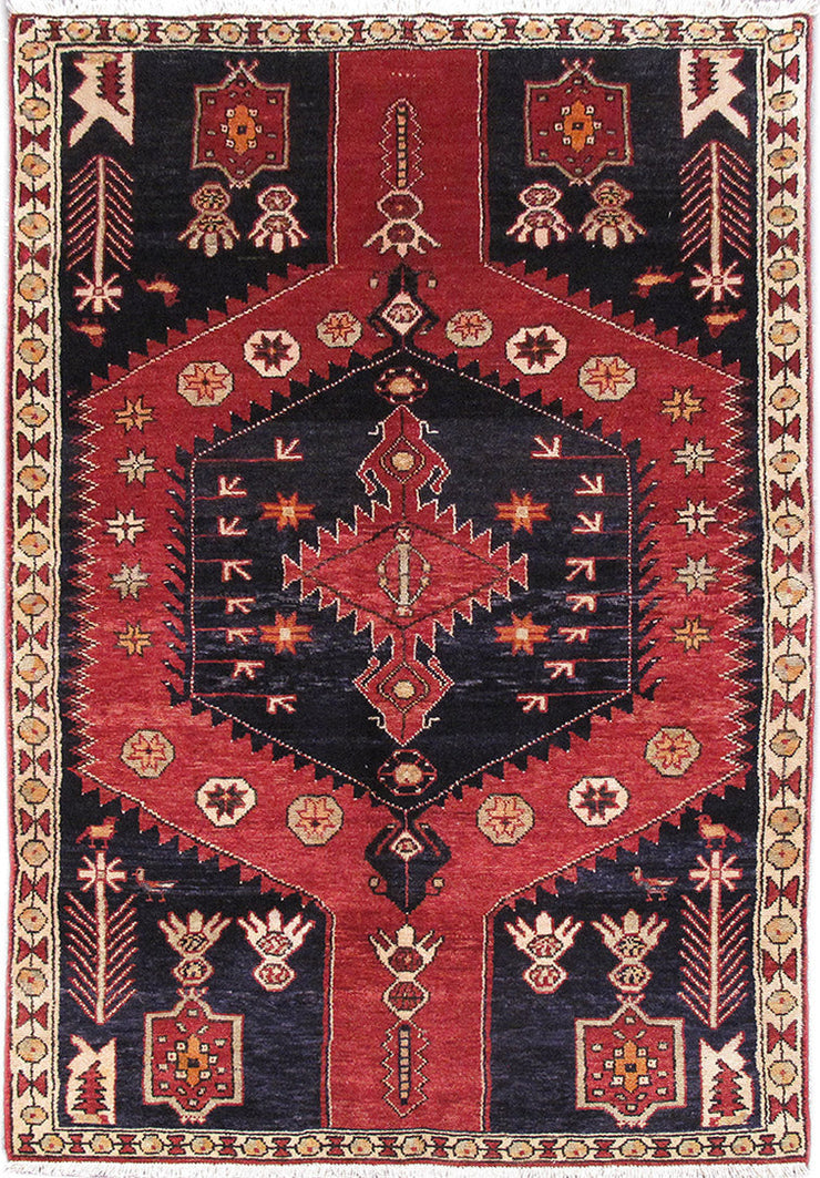 4' x 7' Red Persian Zanjan Rug