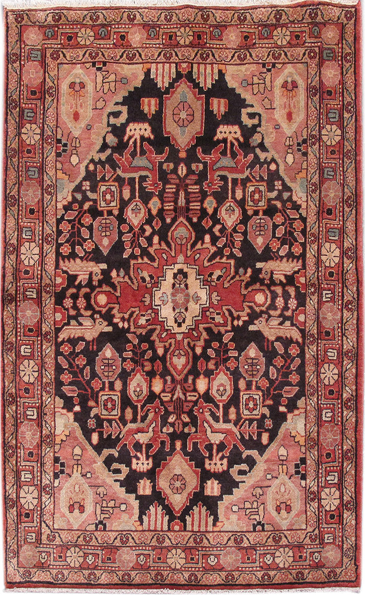 4' x 7' Red Orange Persian Hamadan Rug