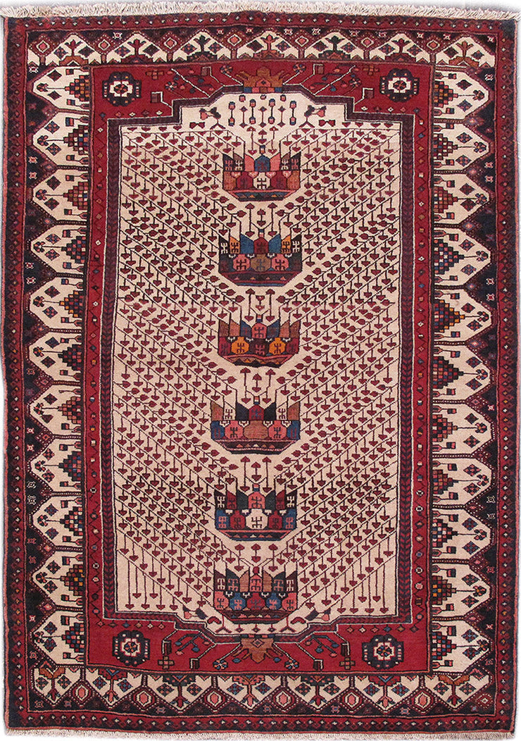 4' x 6' Maroon Persian Hamadan Rug