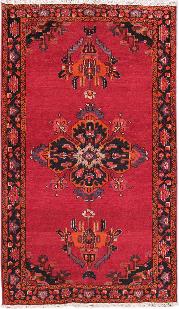 4' x 7' Red Persian Zanjan Rug