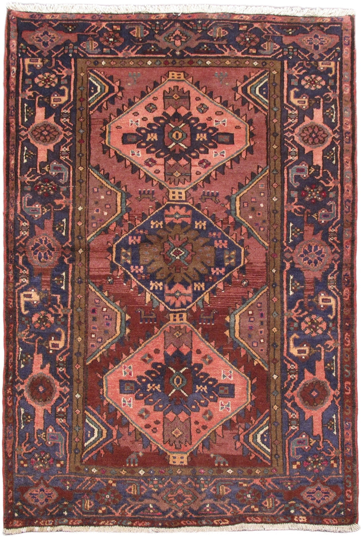 4' x 6' Light Red Persian Hamadan Rug