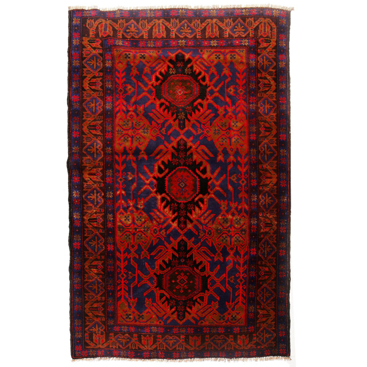 4' x 7' Rose Red Quality Tribal Baluch Rug