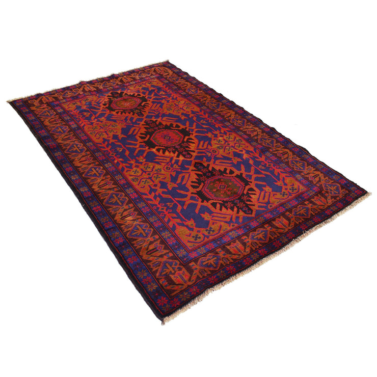 4' x 7' Rose Red Quality Tribal Baluch Rug