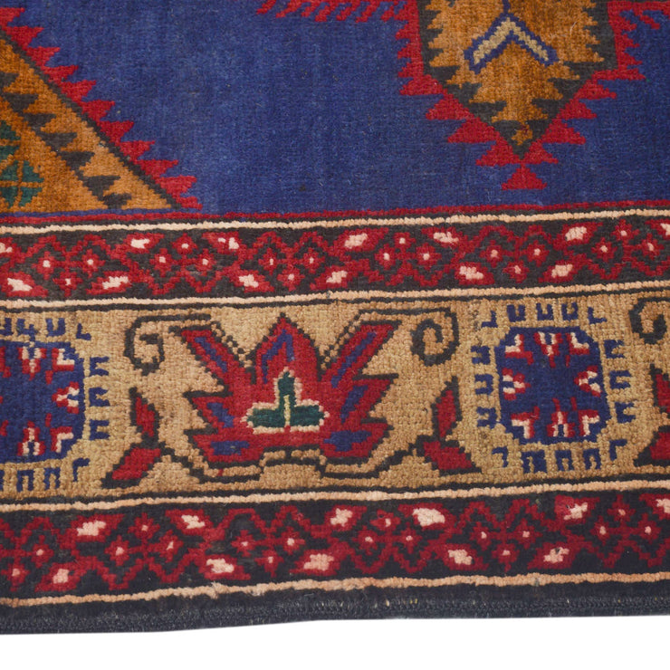 4' x 6' Blue Tribal Baluch Rug Wool on Wool