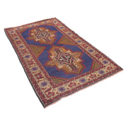 4' x 6' Blue Tribal Baluch Rug Wool on Wool