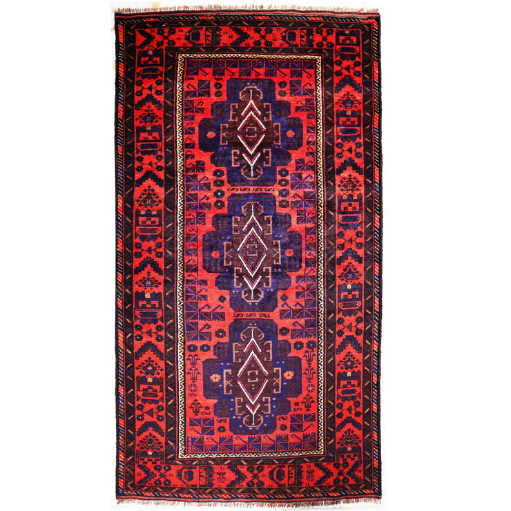 4' x 8' Orange Red Quality Tribal Baluch Rug