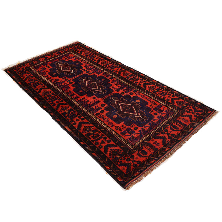 4' x 8' Orange Red Quality Tribal Baluch Rug