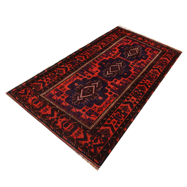 4' x 8' Orange Red Quality Tribal Baluch Rug