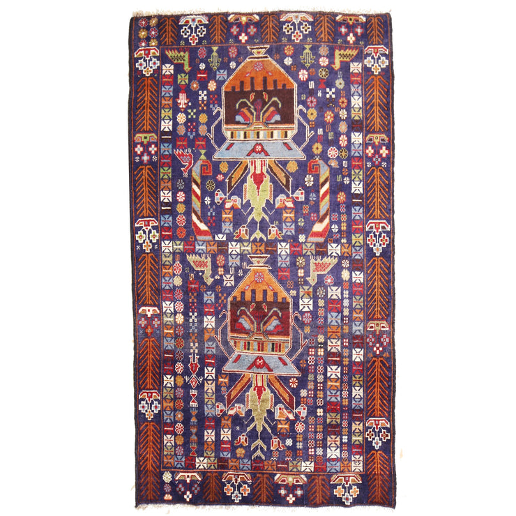 4' x 6' Eggplant Purple Quality Tribal Baluch Rug