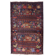 4' x 7' Multi-Color Quality Tribal Baluch Rug