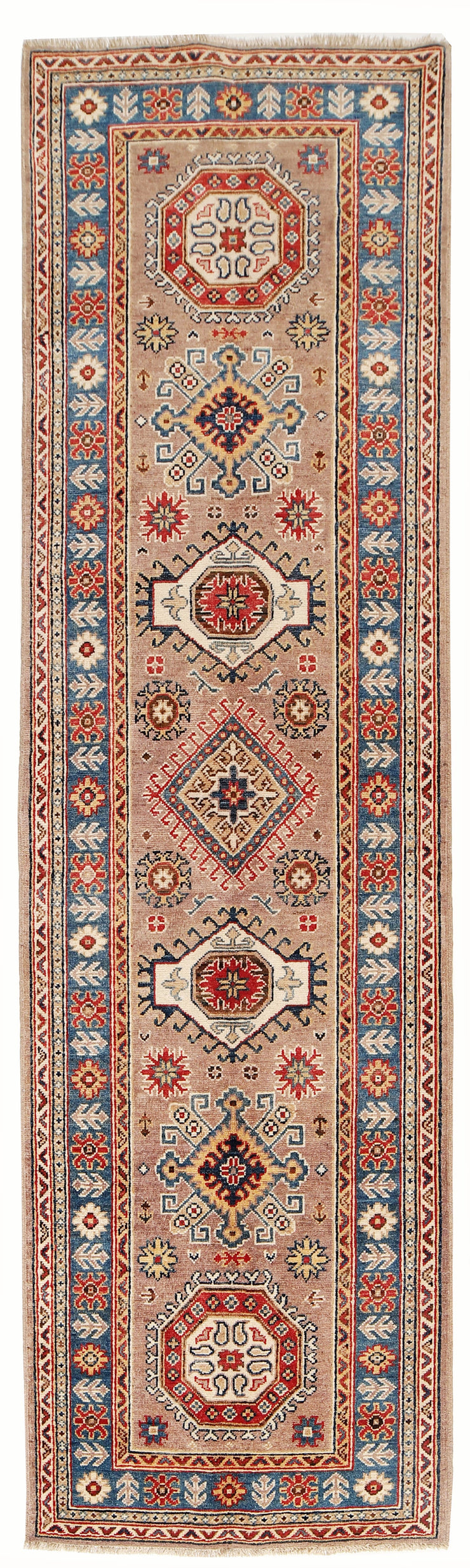 3' x 10' Beautiful Handmade Peanut Brown Kazak Rug- Natural Wool