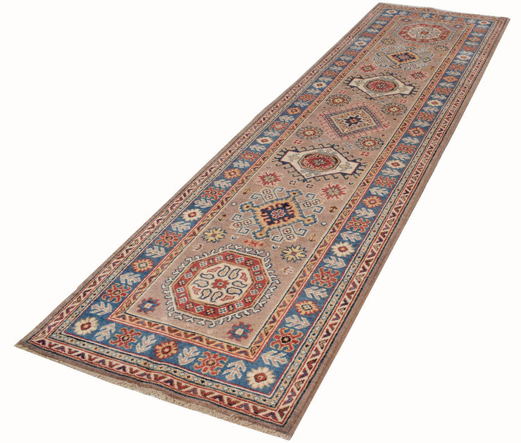 3' x 10' Beautiful Handmade Peanut Brown Kazak Rug- Natural Wool