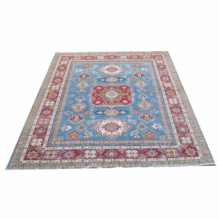 9' x 12' SKY BLUE  Beautiful Handmade Blue Kazak Rug- Natural Wool