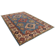 6' x 10' Beautiful Handmade Blue Kazak Rug- Natural Wool