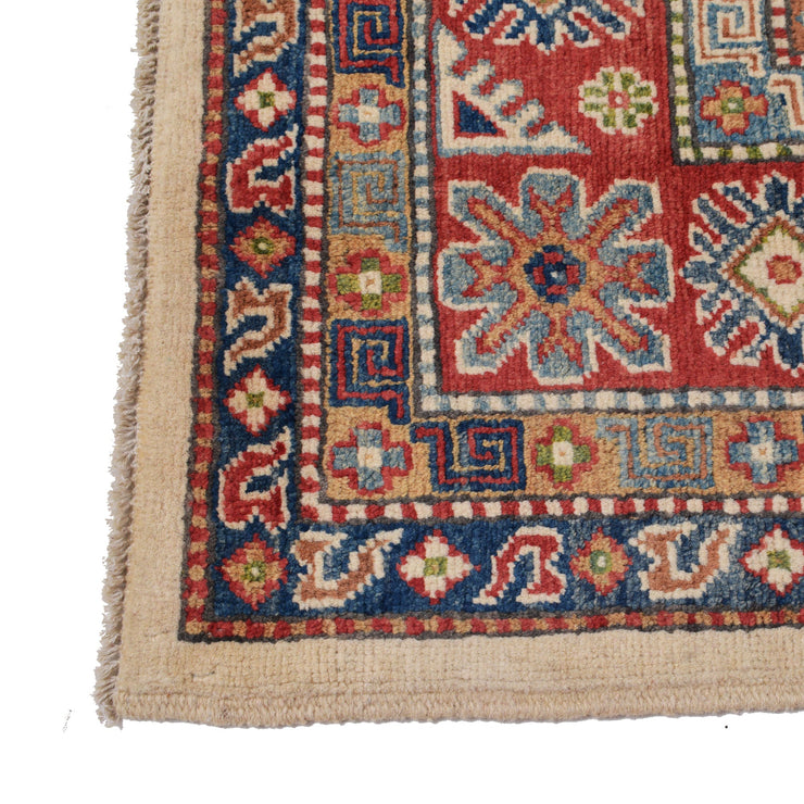 7' x 10' Beautiful Handmade Ivory Kazak Rug- Natural Wool