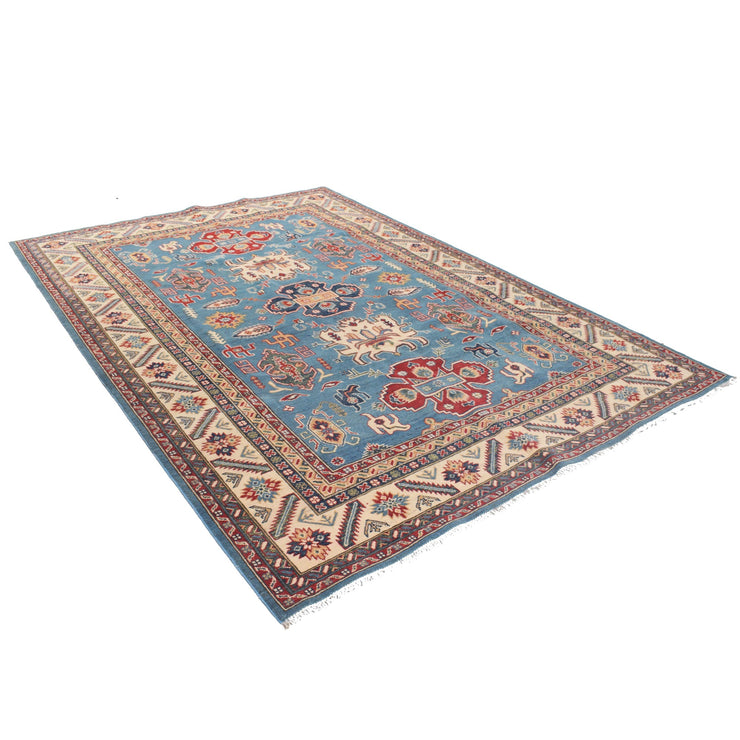 6' x 10' Beautiful Handmade Blue Kazak Rug- Natural Wool