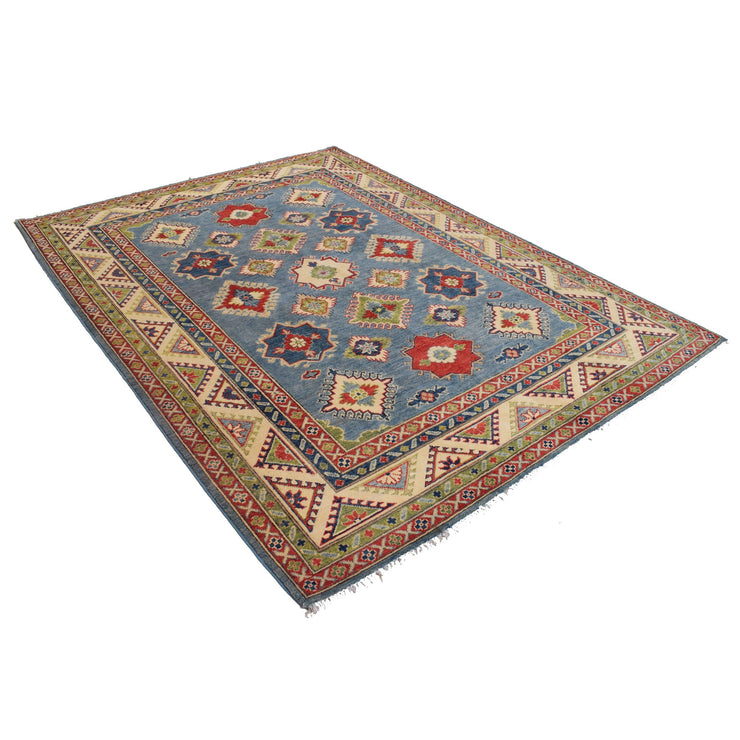 6' x 8' Beautiful Handmade Blue Kazak Rug- Natural Wool