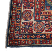 5' x 6' Beautiful Handmade Blue Kazak Rug- Natural Wool