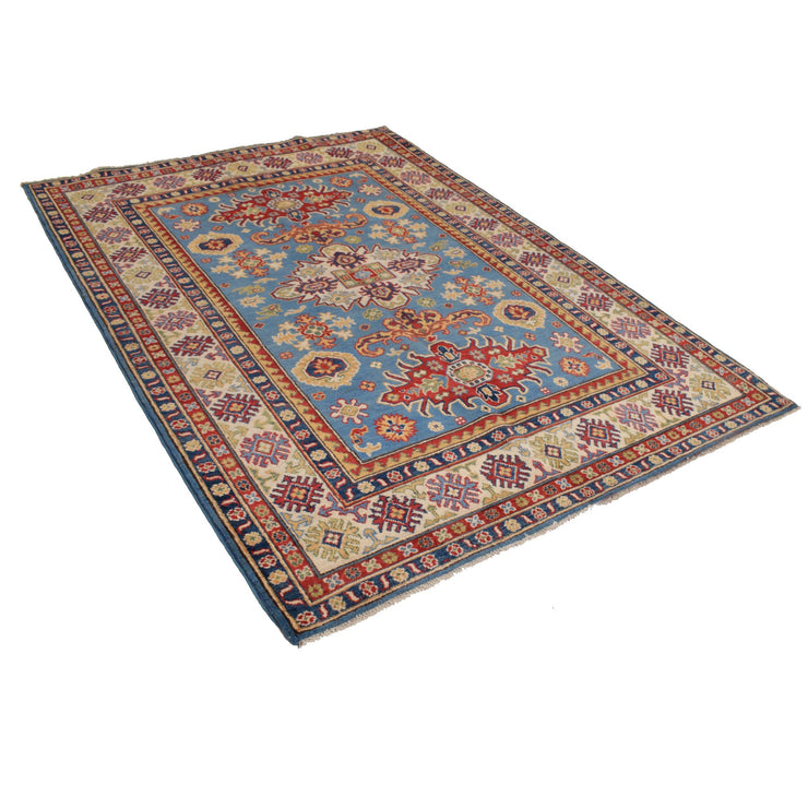 5' x 7' Beautiful Handmade Blue Kazak Rug- Natural Wool